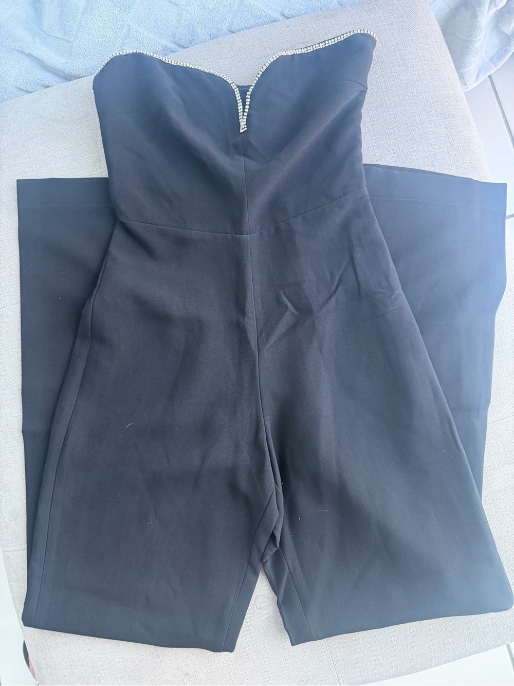 Strapless Black Jumpsuit with Rhinestone V-Notch 4th + reckless new with tags